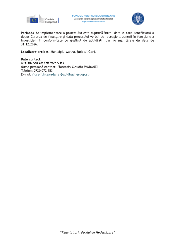 Construction of Motru Photovoltaic Park Lot 2